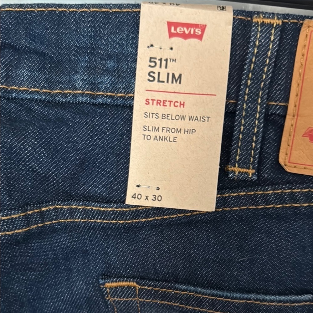 NEW Levi's Men’s  Blue 511 Slim Stretch Jeans, Slim from the Hip to Ankle - Picture 4 of 5